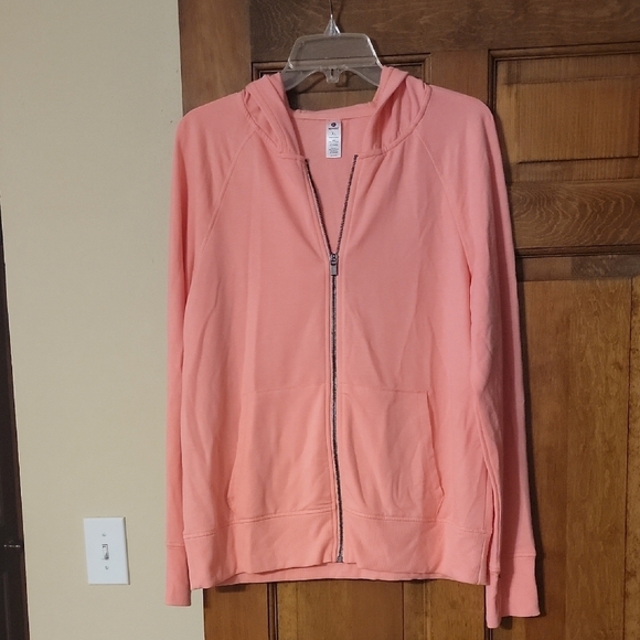90 Degree By Reflex Tops - 90 Degree By Reflex Coral Zip-Up Hoodie